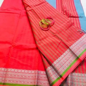 Cotton saree with jori work borders ***